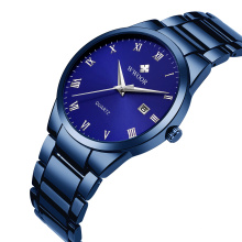 Blue Stainless Steel Watches Waterproof Date Quartz Men Business Wristwatch